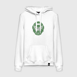 Толстовка-худи хлопковая женская Doom slayer logo, цвет: белый