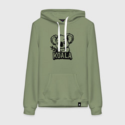 Толстовка-худи хлопковая женская Коала с листьями, цвет: авокадо