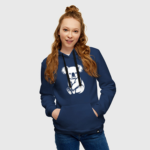 Женская толстовка-худи Коала в стиле минимализм / Тёмно-синий – фото 3