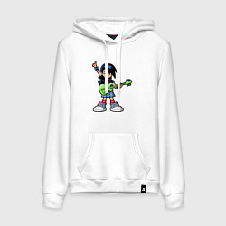 Толстовка-худи хлопковая женская Рок девчонка, цвет: белый