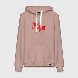 Толстовка-худи хлопковая женская Dandadan - logotype, цвет: пыльно-розовый