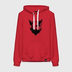 Толстовка-худи хлопковая женская Свиная голова, цвет: красный