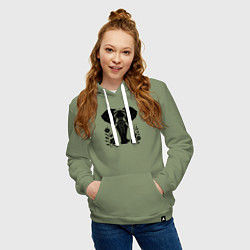 Толстовка-худи хлопковая женская Слон в цветах, цвет: авокадо — фото 2