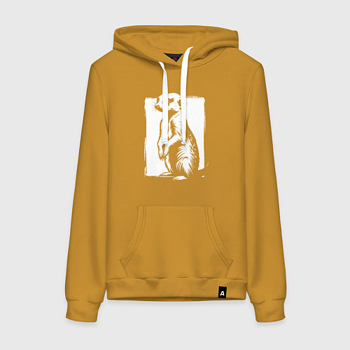 Женская толстовка-худи Сурикат в рамке / Горчичный – фото 1