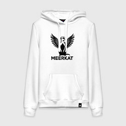 Толстовка-худи хлопковая женская Суриката с крыльями, цвет: белый