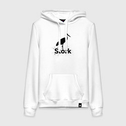 Толстовка-худи хлопковая женская Аист черной краской, цвет: белый