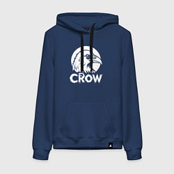 Толстовка-худи хлопковая женская Ворон в круге, цвет: тёмно-синий