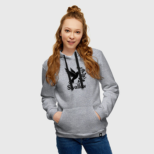 Женская толстовка-худи Ласточка среди роз / Меланж – фото 3