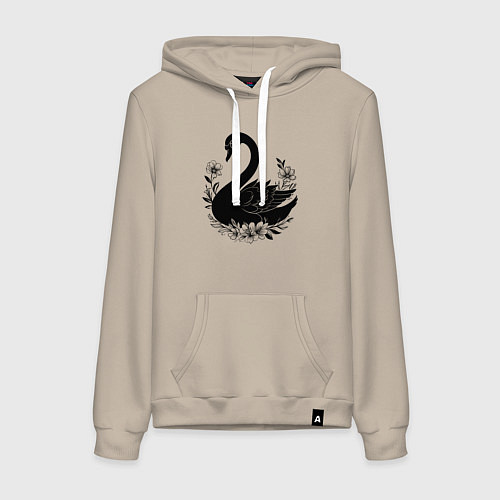 Женская толстовка-худи Лебедь среди цветов / Миндальный – фото 1