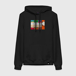 Толстовка-худи хлопковая женская Южный Парк главные герои, цвет: черный