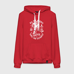 Толстовка-худи хлопковая женская Хоккеист, цвет: красный
