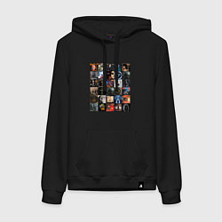 Толстовка-худи хлопковая женская Ozzy Osbourne - обложки, цвет: черный