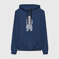 Толстовка-худи хлопковая женская Медведь оберег в виде кельтского орнамента, цвет: тёмно-синий