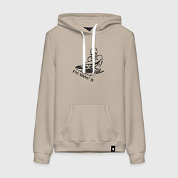 Толстовка-худи хлопковая женская Люблю диджеинг, цвет: миндальный