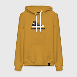Толстовка-худи хлопковая женская Ребята я знаю кунг-фу, цвет: горчичный