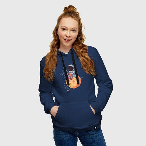 Женская толстовка-худи Космонавт ловит звезды / Тёмно-синий – фото 3