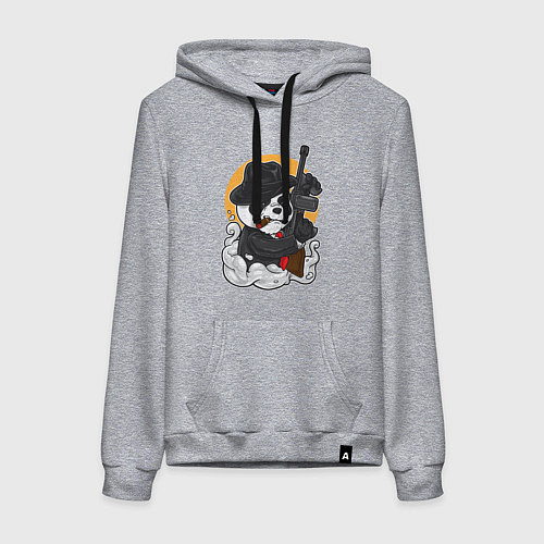 Женская толстовка-худи Панда гангстер / Меланж – фото 1