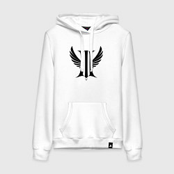 Толстовка-худи хлопковая женская Крылья и буква И, цвет: белый