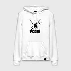 Толстовка-худи хлопковая женская Покер пики с брызгами, цвет: белый