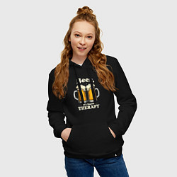 Толстовка-худи хлопковая женская Beer its liquid therapy, цвет: черный — фото 2