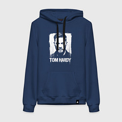 Толстовка-худи хлопковая женская Том Харди в краске экспрессия, цвет: тёмно-синий