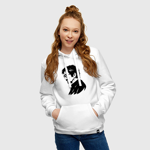 Женская толстовка-худи Хаяо Миядзаки в профиль / Белый – фото 3