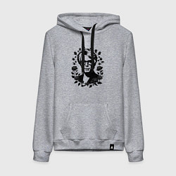 Толстовка-худи хлопковая женская Энди Уорхол в цветочном обрамлении, цвет: меланж