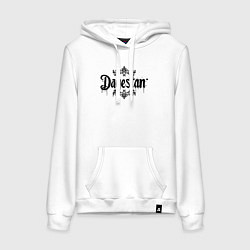 Толстовка-худи хлопковая женская Дагестан в каплях краски, цвет: белый
