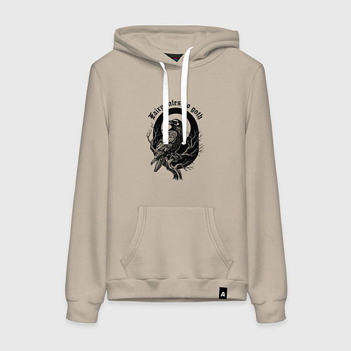 Женская толстовка-худи Готическая ворона сидит на ветке / Миндальный – фото 1