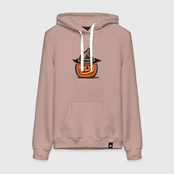 Толстовка-худи хлопковая женская Тыква в шляпке, цвет: пыльно-розовый