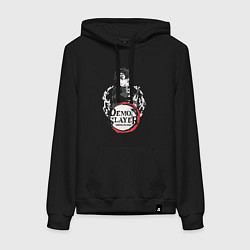 Толстовка-худи хлопковая женская Тандзиро кун, цвет: черный