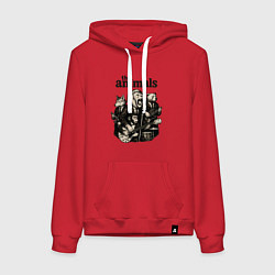 Толстовка-худи хлопковая женская The animals группа из зверей, цвет: красный
