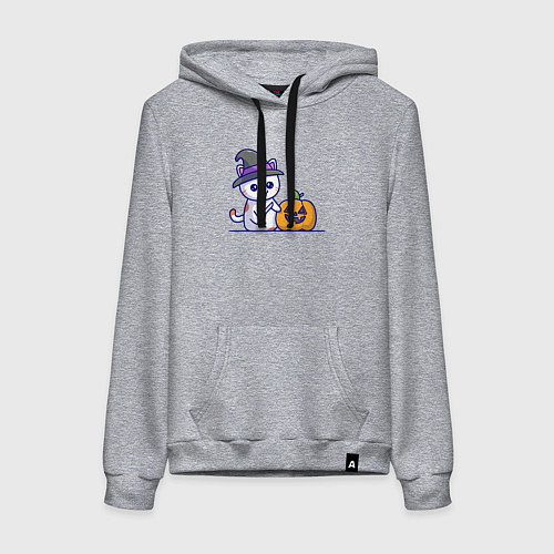 Женская толстовка-худи Cat pumpkin / Меланж – фото 1