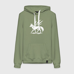 Толстовка-худи хлопковая женская Лисица с молниями, цвет: авокадо