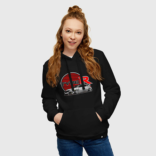 Женская толстовка-худи Honda Civic Type R / Черный – фото 3