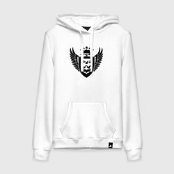 Толстовка-худи хлопковая женская Крылатый щит Чебоксар, цвет: белый