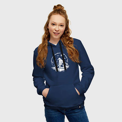 Женская толстовка-худи Лунная тайна пирамид / Тёмно-синий – фото 3