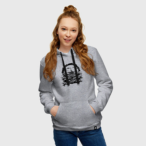 Женская толстовка-худи Японская пагода / Меланж – фото 3