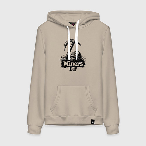 Женская толстовка-худи День шахтера шлем и кирка / Миндальный – фото 1