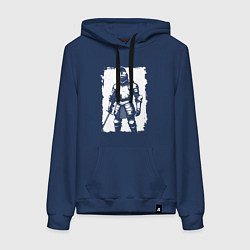 Толстовка-худи хлопковая женская Рыцарь с мечом, цвет: тёмно-синий