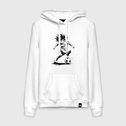 Толстовка-худи хлопковая женская Футбольная атака аниме, цвет: белый