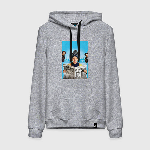 Женская толстовка-худи Один дома в Нью-Йорке / Меланж – фото 1