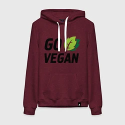Толстовка-худи хлопковая женская Go vegan, цвет: меланж-бордовый