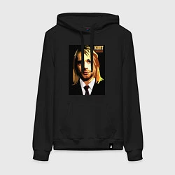 Толстовка-худи хлопковая женская Cobain Art, цвет: черный