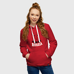 Толстовка-худи хлопковая женская Made in Russia: киса, цвет: красный — фото 2