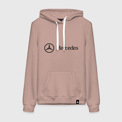 Толстовка-худи хлопковая женская Mercedes Logo, цвет: пыльно-розовый