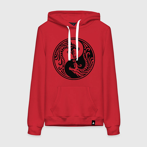 Женская толстовка-худи Два дракона Инь Янь / Красный – фото 1
