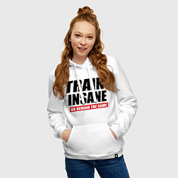 Толстовка-худи хлопковая женская Train insane or remain the same, цвет: белый — фото 2