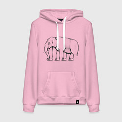 Толстовка-худи хлопковая женская Сколько ног у слона, цвет: светло-розовый