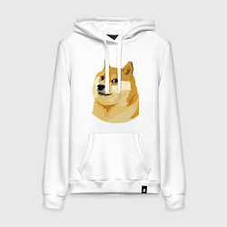 Толстовка-худи хлопковая женская Doge, цвет: белый